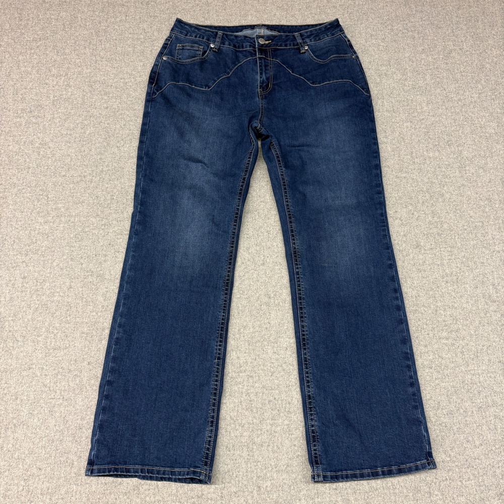 Lamingals Jeans 2XL Blue Straight Leg Western Stitch Stretch Denim Pants 268824
